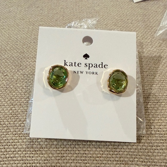 kate spade Light Green/Gold High Shine Studs/NWT - Picture 4 of 9
